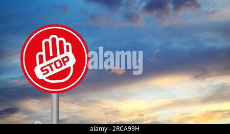 stop sign on sky background. Stock Photo