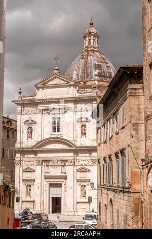 Siena, Italy - APR 7, 2022: Insigne Collegiata di Santa Maria in Provenzano is a late Renaissance-Baroque style, Roman Catholic, collegiate church in Stock Photo