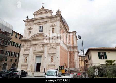 Siena, Italy - APR 7, 2022: Insigne Collegiata di Santa Maria in Provenzano is a late Renaissance-Baroque style, Roman Catholic, collegiate church in Stock Photo