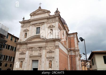 Siena, Italy - APR 7, 2022: Insigne Collegiata di Santa Maria in Provenzano is a late Renaissance-Baroque style, Roman Catholic, collegiate church in Stock Photo