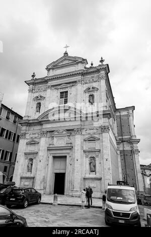 Siena, Italy - APR 7, 2022: Insigne Collegiata di Santa Maria in Provenzano is a late Renaissance-Baroque style, Roman Catholic, collegiate church in Stock Photo