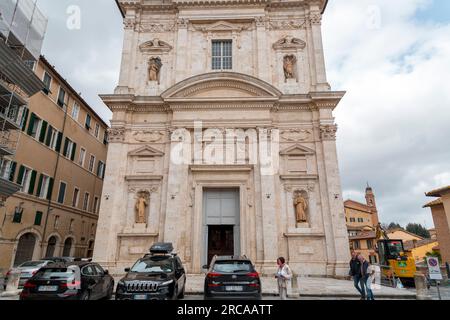 Siena, Italy - APR 7, 2022: Insigne Collegiata di Santa Maria in Provenzano is a late Renaissance-Baroque style, Roman Catholic, collegiate church in Stock Photo