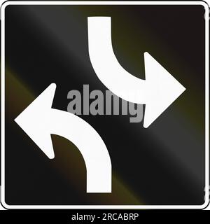 Centre turning lane sign in Canada. This sign is used in Ontario. Stock Photo