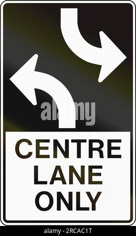 Centre turning lane sign in Canada. This sign is used in Ontario. Stock Photo