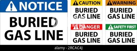 Caution Sign buried gas line On White Background Stock Vector Image ...