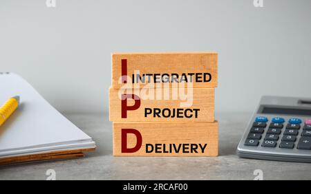 IPD Integrated Project Delivery system of cooperation and communication between participants in a construction project, investor, designer, contractor Stock Photo