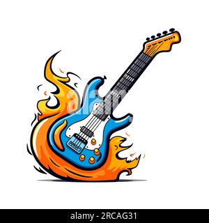 Electric guitar. Electric guitar hand-drawn comic illustration. Vector doodle style cartoon illustration Stock Vector