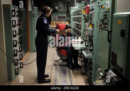 Nuclear Missile Launch Control display at the National Museum of the U.S. Air Force at Wright-Patterson Air Force Base near Dayton Ohio. Stock Photo