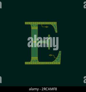 Green E Artdeco Letter Stock Vector