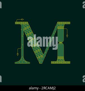 Green M Artdeco Letter Stock Vector