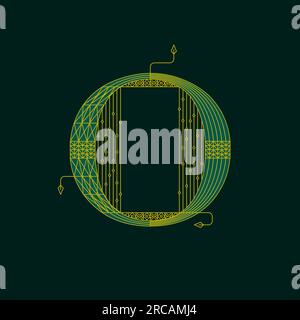 Green O Artdeco Letter Stock Vector