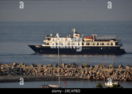 Marseille, France. 12th July, 2023. The passenger ship Artemis arrives at the French Mediterranean port of Marseille. (Credit Image: © Gerard Bottino/SOPA Images via ZUMA Press Wire) EDITORIAL USAGE ONLY! Not for Commercial USAGE! Stock Photo