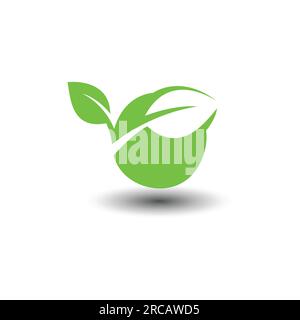 Organic vector logo template concept illustration. circle Green leaves sign. Ecology nature vector element icon. leaf logo and abstract organic leaf l Stock Vector