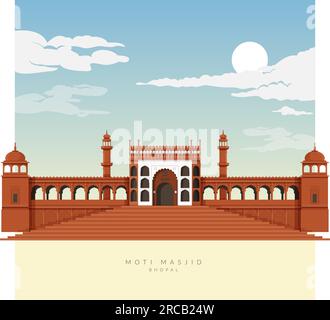 Bhopal City - Moti Masjid, Mosque - Icon Illustration as EPS 10 File Stock Vector