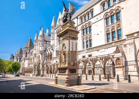 Temple Bar Memorial and Royal Courts of Justice in London street view, capital of UK Stock Photo