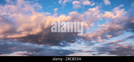 Clouds in the evening light, panorama, wallpaper, sky replacement Stock Photo