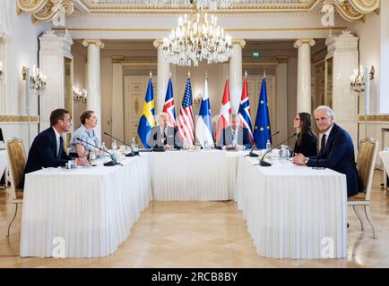 From left, Denmark's Prime Minister Mette Frederiksen, Germany's ...