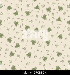 Hand-drawn seamless patterns with leaves and combs for hair from the leaves. Stock Vector