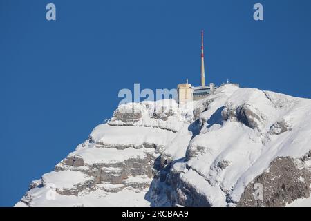 Summit station on the Mt Saentis, Switzerland Stock Photo
