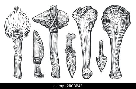 Vintage caveman illustration hi-res stock photography and images