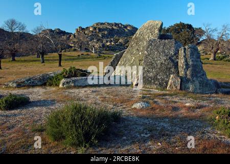 Barrow, San Vincente Alcantara, Extremadura, Dolmen, Megaliths, Spain Stock Photo