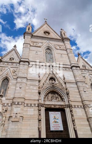 Naples, Italy - April 10, 2022: The Naples Cathedral or Cathedral of the Assumption of Mary is a Roman Catholic cathedral, the main church of Naples, Stock Photo