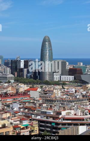 Barcelona, Spain, June 6 2023, Glories tower on the city skyline, Barcelona, Spain, modern skyscraper of european city Stock Photo