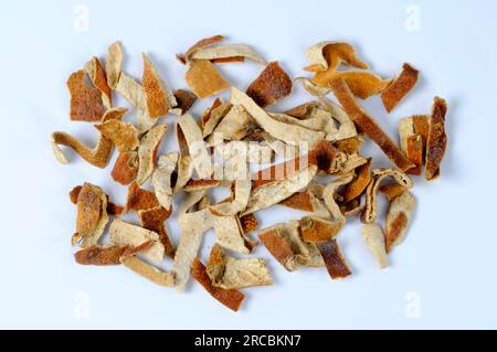 Mandarin peel (Citri reticulatae Pericarpium), cut out, object Stock Photo