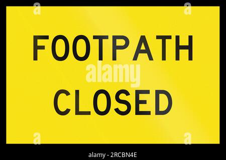 An Australian temporary road sign - Footpath closed Stock Photo
