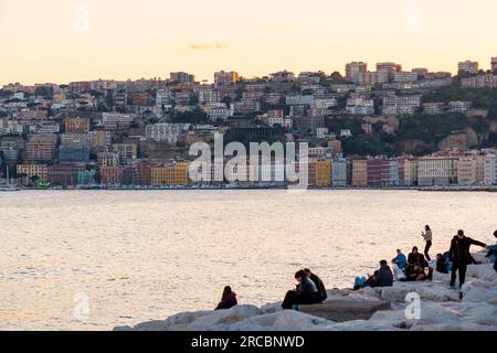 Naples, Italy - April 10, 2022: Mergellina is a coastal district of Naples. Located in the quartiere of Chiaia. It stands at the foot of the Posillipo Stock Photo