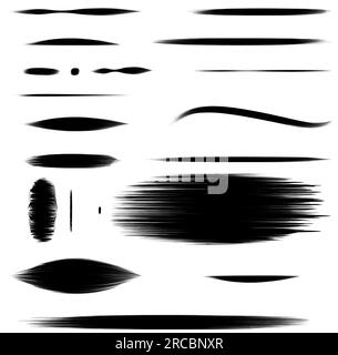 Various black shapes and lines on a white isolated background. Doodles hand drawn Stock Photo