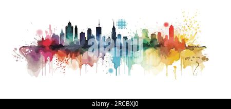 City colorful silhouette with blots. Vector illustration Stock Vector ...