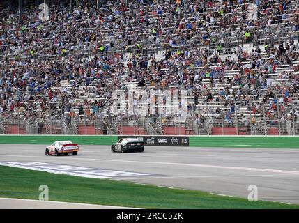 ATLANTA, GA - JULY 09: Kevin Harvick (#4 Stewart Haas Racing Hunt Brothers  Pizza Ford) races down the front stretch during the running of the NASCAR  Cup Series Quaker State 400 on