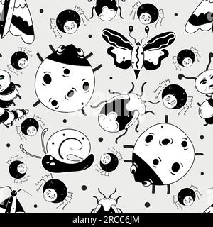 Cockroach insect seamless pattern background, Pest bug top view. Flat ...