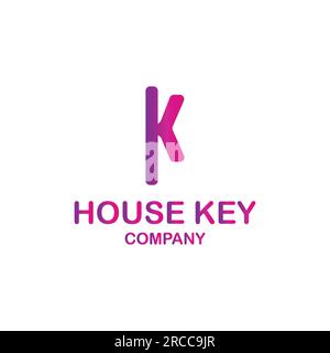 Key logo and letters in purple gradient color. Stock Vector