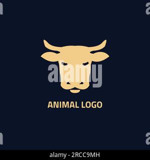 Cow's head logo with cream dominant color. Stock Vector