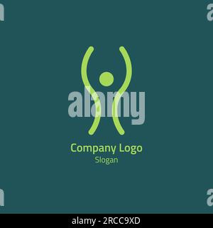 Green line logo resembling people. Stock Vector
