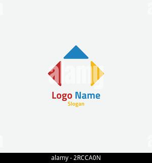 Logo combination of three triangles with three colors. Stock Vector