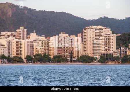 Icarai Beach in Rio de Janeiro, Brazil - April 23, 2023: View of icarai beach in Niteroi in Rio de Janeiro. Stock Photo