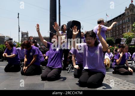 Non Exclusive: July 13, 2023, Mexico City, Mexico: The Korean Milal Missionary Choir during its presentation of the World Tour called “2023 World Mila Stock Photo