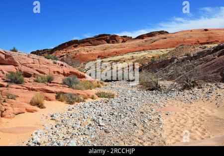 Dry river bed - Valley of Fire State Park, Nevada Stock Photo