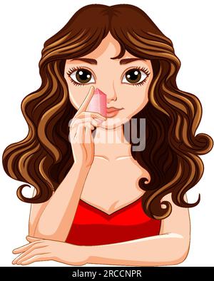 Beautiful woman holding gems illustration Stock Vector
