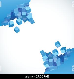 Vector 3D explosion background with cubical particles Stock Vector