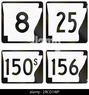 Collection of numbered road signs used in the USA Stock Photo - Alamy