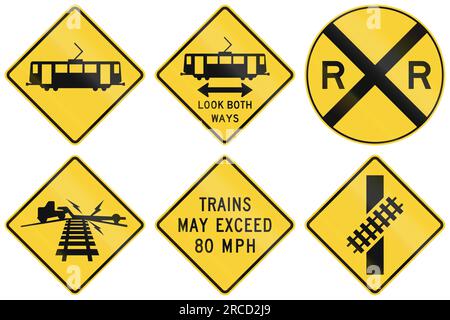 Collection of warning signs used in the USA Stock Photo - Alamy