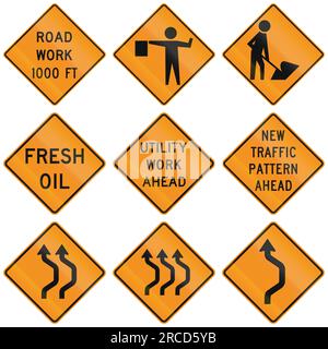 Collection of warning signs used in the USA Stock Photo - Alamy