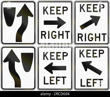 Collection of arrow signs used as traffic signs in Austria Stock Photo ...