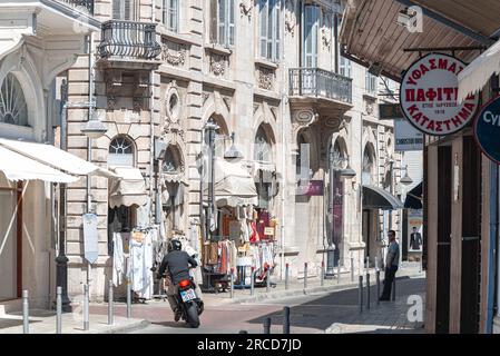 Limassol, Cyprus - April 01, 2016: Lace embroidery shop at Agiou Andreou street Stock Photo