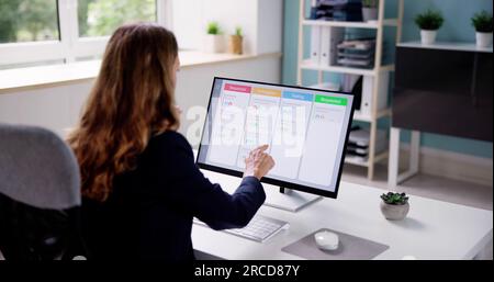Kanban Scrum Schedule Board Plan App On Screen Stock Photo