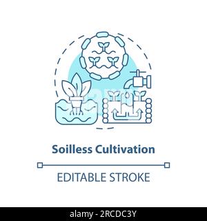 Linear customizable soilless cultivation icon concept Stock Vector